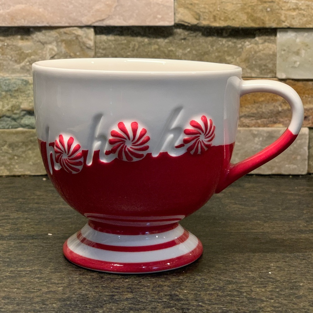 STARBUCKS | Red & White Holiday HO HO HO Peppermint | 12 oz. Coffee/Tea Mug